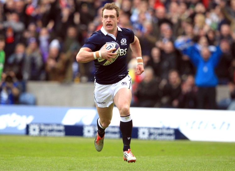 Stuart Hogg on his way to scoring their first try 15/2/2015